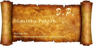 Dianiska Patrik névjegykártya